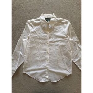 Lauren Ralph Lauren Womens Non-Iron Cotton Button Down Shirt White Medium LRL